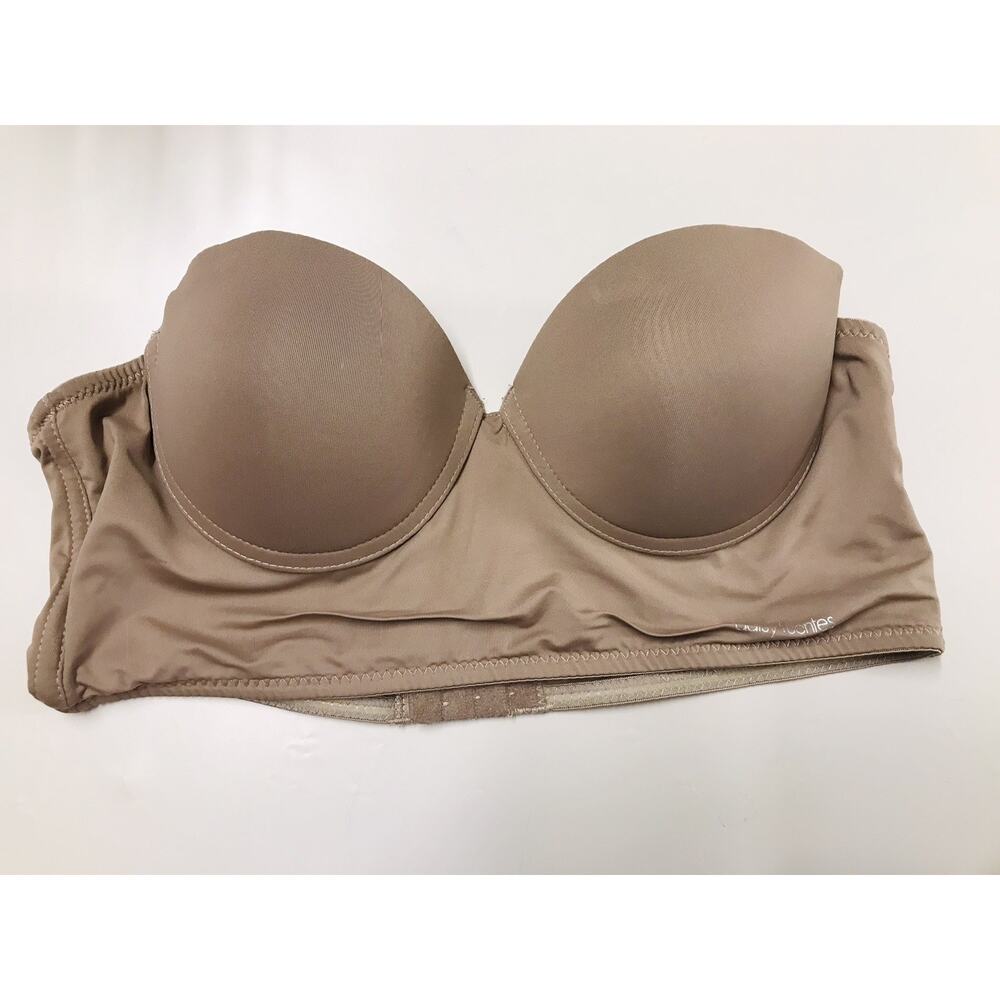 Daisy Fuentes Bra 34B Strapless Underwire Padded Mocha Hook&Eye Comfort Elegant